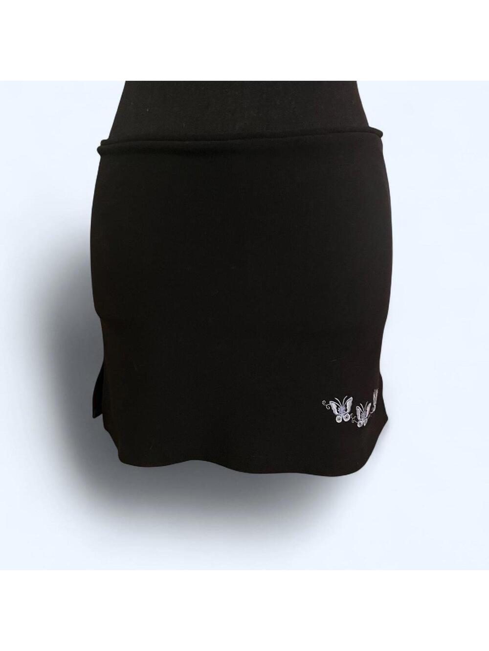 Vintage Y2K Rave City black coquette butterfly mini skirt Size Medium 🖤